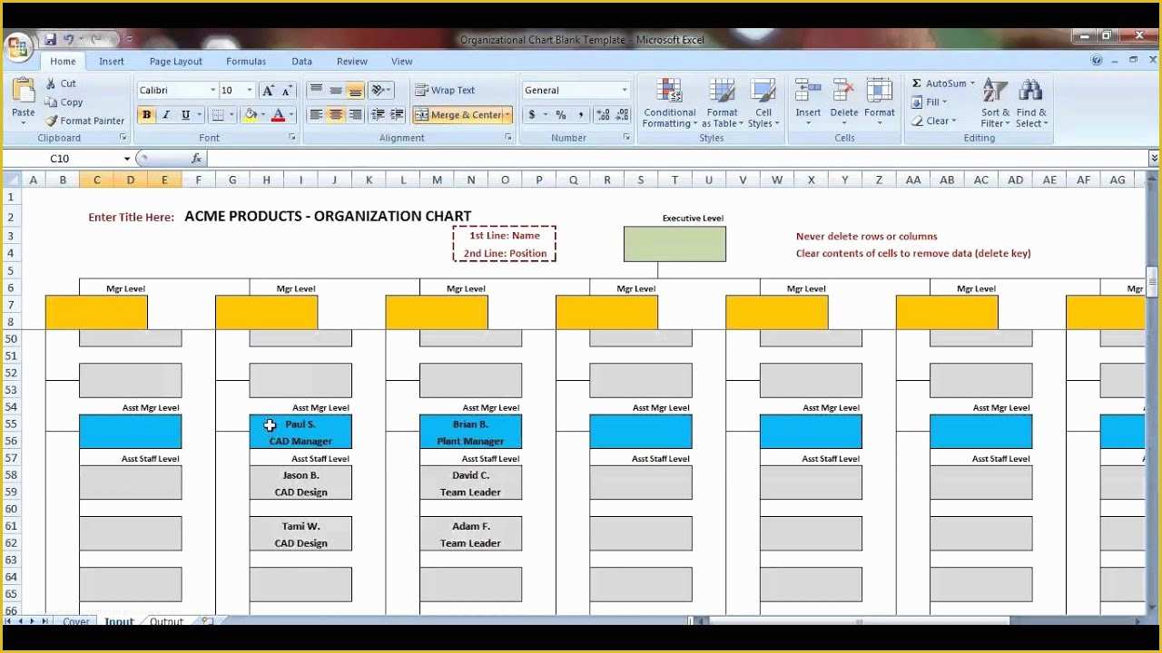 Business Structure Template Free Of Excel organization Chart Template Demonstration