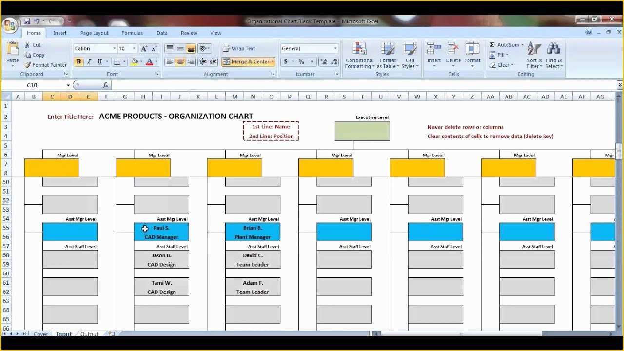 Business Structure Template Free Of Excel organization Chart Template Demonstration