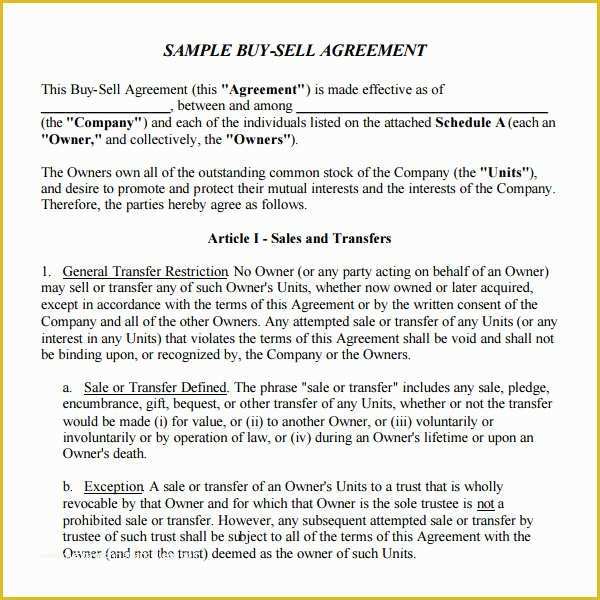 Buyout Agreement Template Free Of 18 Sample Buy Sell Agreement Templates Word Pdf Pages