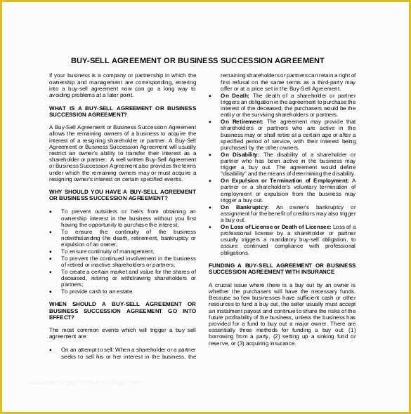 Buyout Agreement Template Free Of 24 Buy Sell Agreement Templates Word Pdf