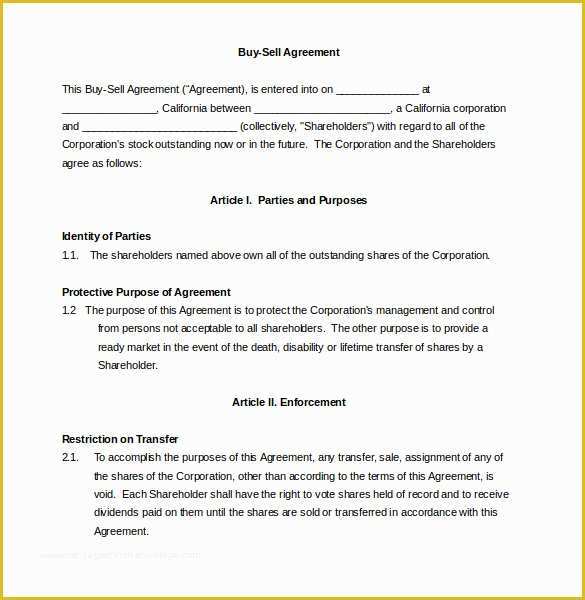 Buyout Agreement Template Free Of 24 Buy Sell Agreement Templates Word Pdf