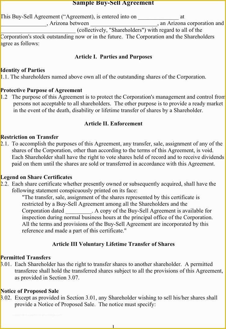 Buyout Agreement Template Free Of 3 Buy Sell Agreement Free Download