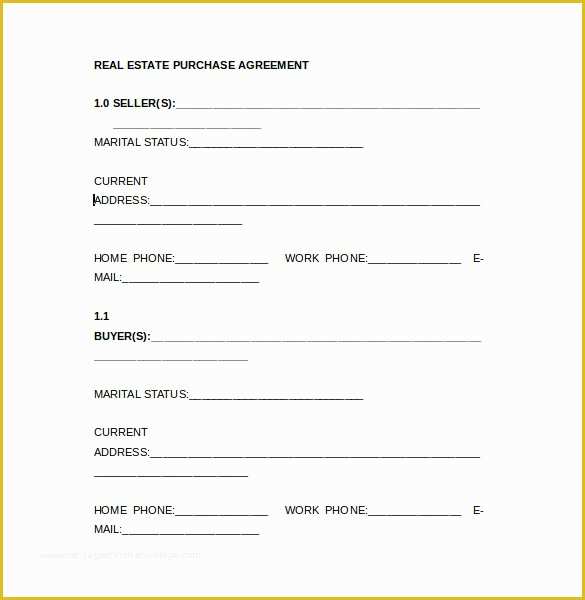 Buyout Agreement Template Free Of 8 Real Estate Purchase Agreement Samples Templates