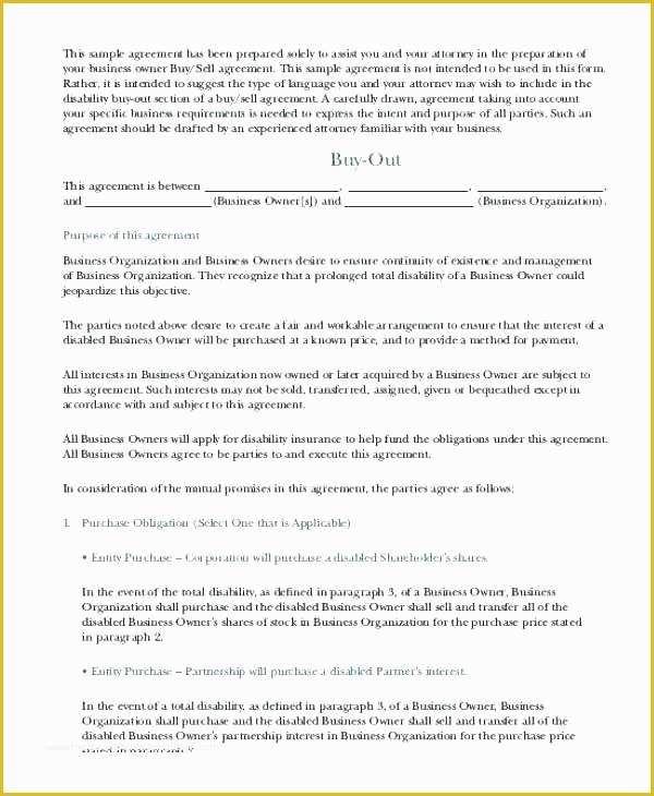 Buyout Agreement Template Free Of Fer to Purchase Business Template Business Buyout