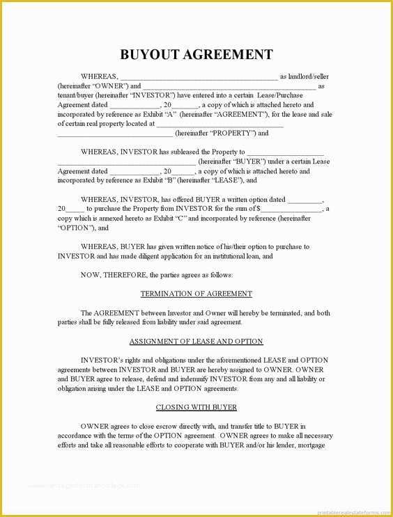 Buyout Agreement Template Free Of Free Printable and Templates On Pinterest