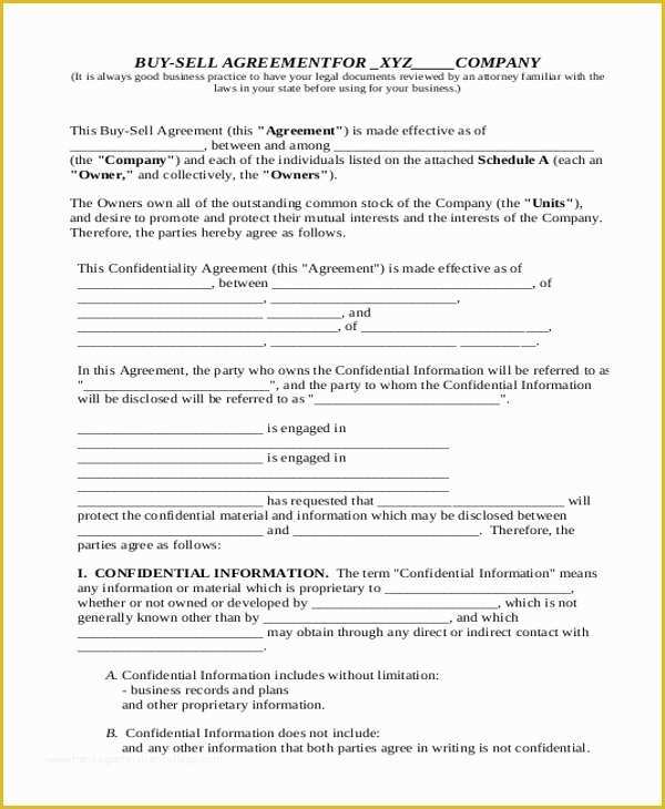 Buyout Agreement Template Free Of Sample Buy Sell Agreement form 8 Free Documents In Pdf