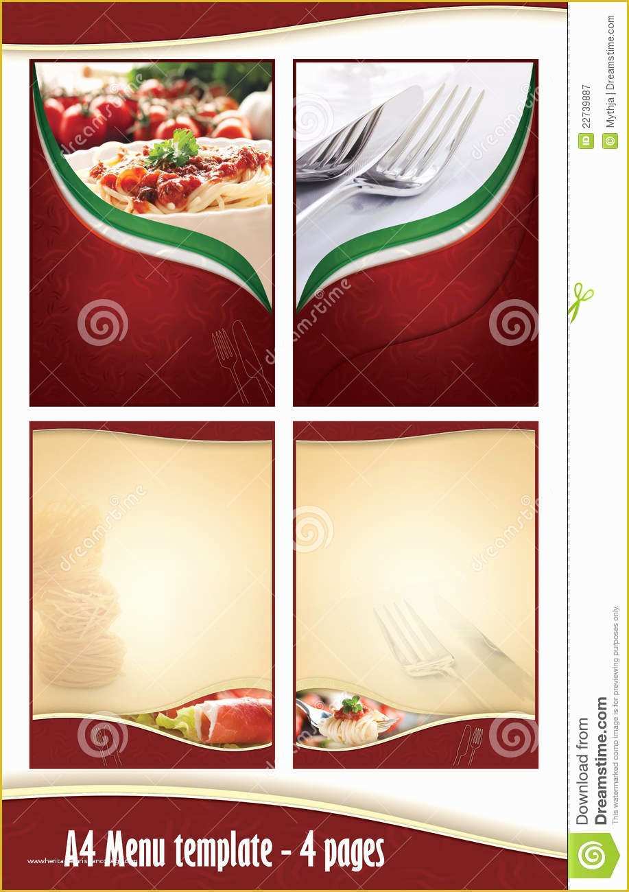 Cafe Menu Template Free Download Of A4 4 Pages Menu Template Italian Restaurant Stock