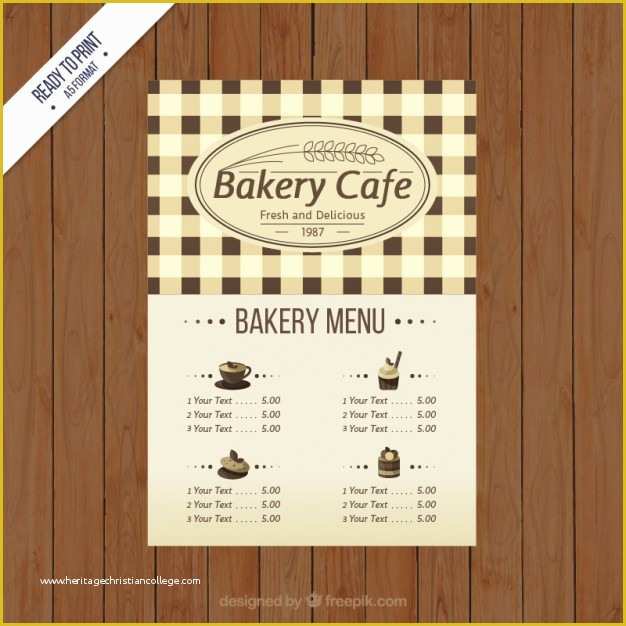 Cafe Menu Template Free Download Of Bakery Cafe Menu Template Vector