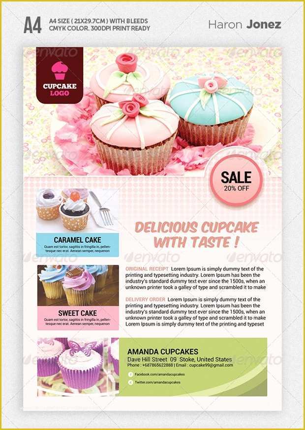 Cake Brochure Template Free Download Of 25 Cupcake Flyer Design Psd Download