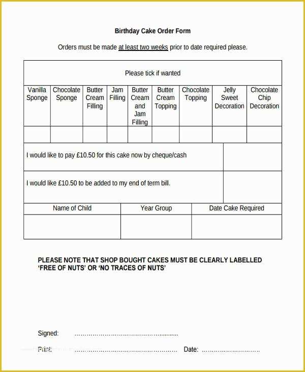 Cake Pop order form Template Free Of 10 Cake order forms Free Samples Examples format