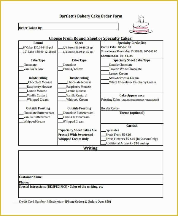 Cake Pop order form Template Free Of 10 Cake order forms Free Samples Examples format