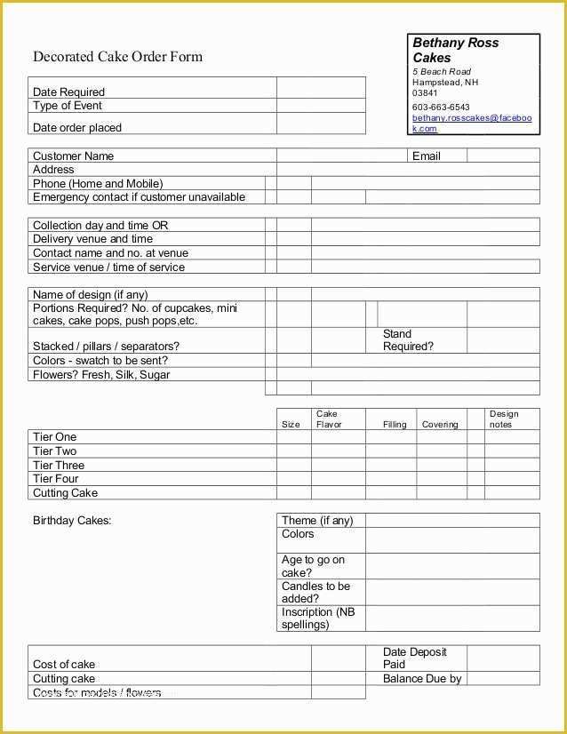 Cake Pop order form Template Free Of Cake order form