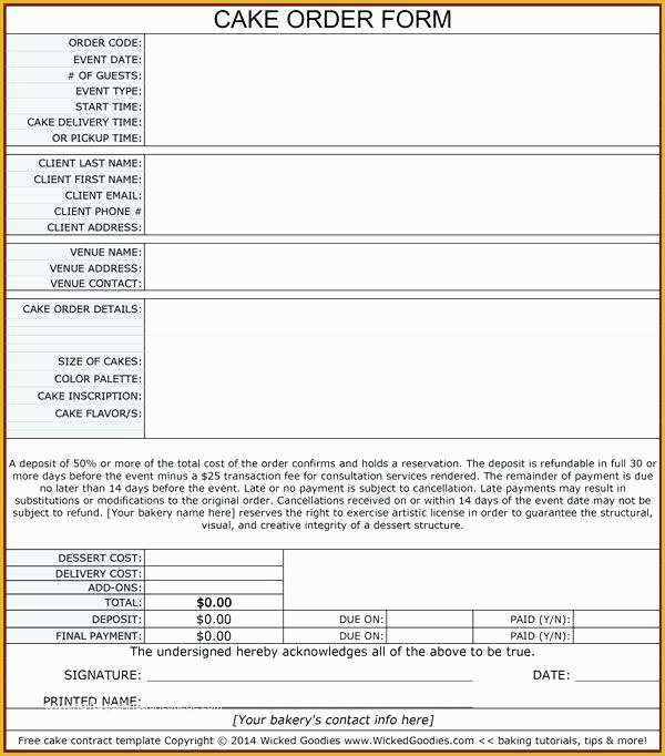 Cake Pop order form Template Free Of Cake order form Template Free Printable Cafe Menu Word Pop