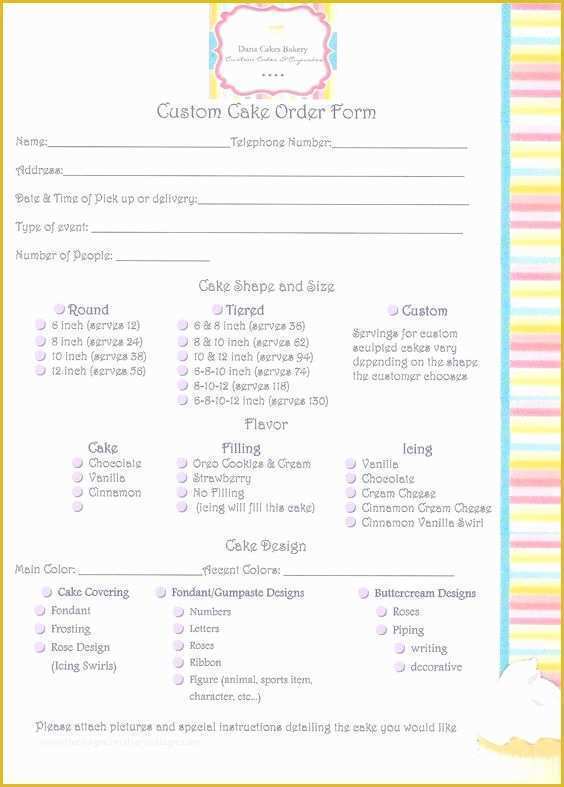 Cake Pop order form Template Free Of Custom Cake order form Fill Out This form and Send It to