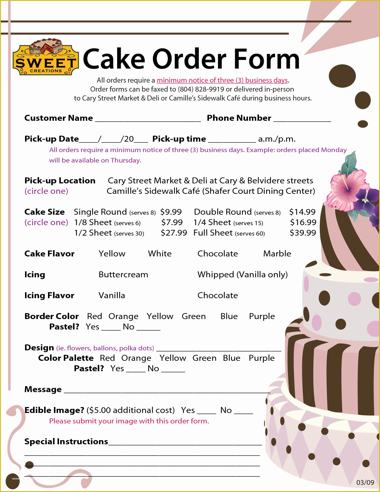 Cake Pop order form Template Free Of order forms Cake Negocios Pinterest