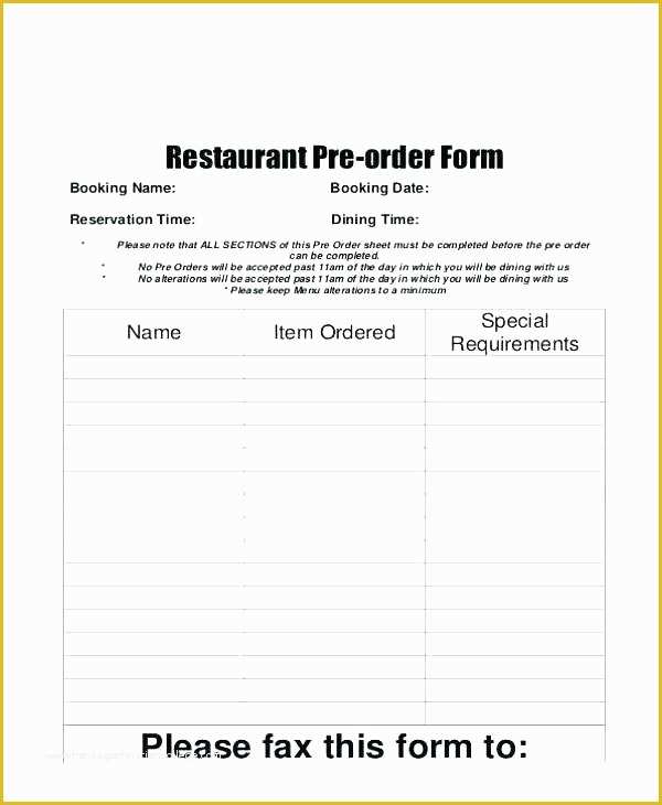 Cake Pop order form Template Free Of Record Menu order form Template Free Cake Printable Cafe