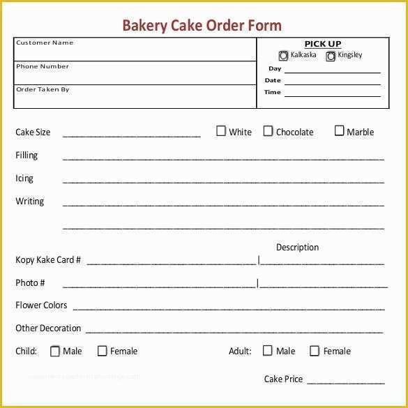 Cake Pop order form Template Free Of Wedding Cake order form Templates Bakery order Template 20