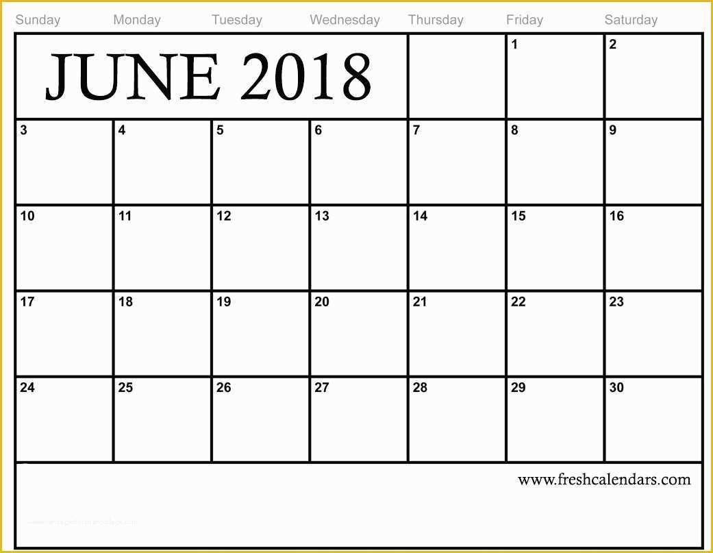 Calendar Template Free 2018 Of Blank June 2018 Calendar Printable Templates
