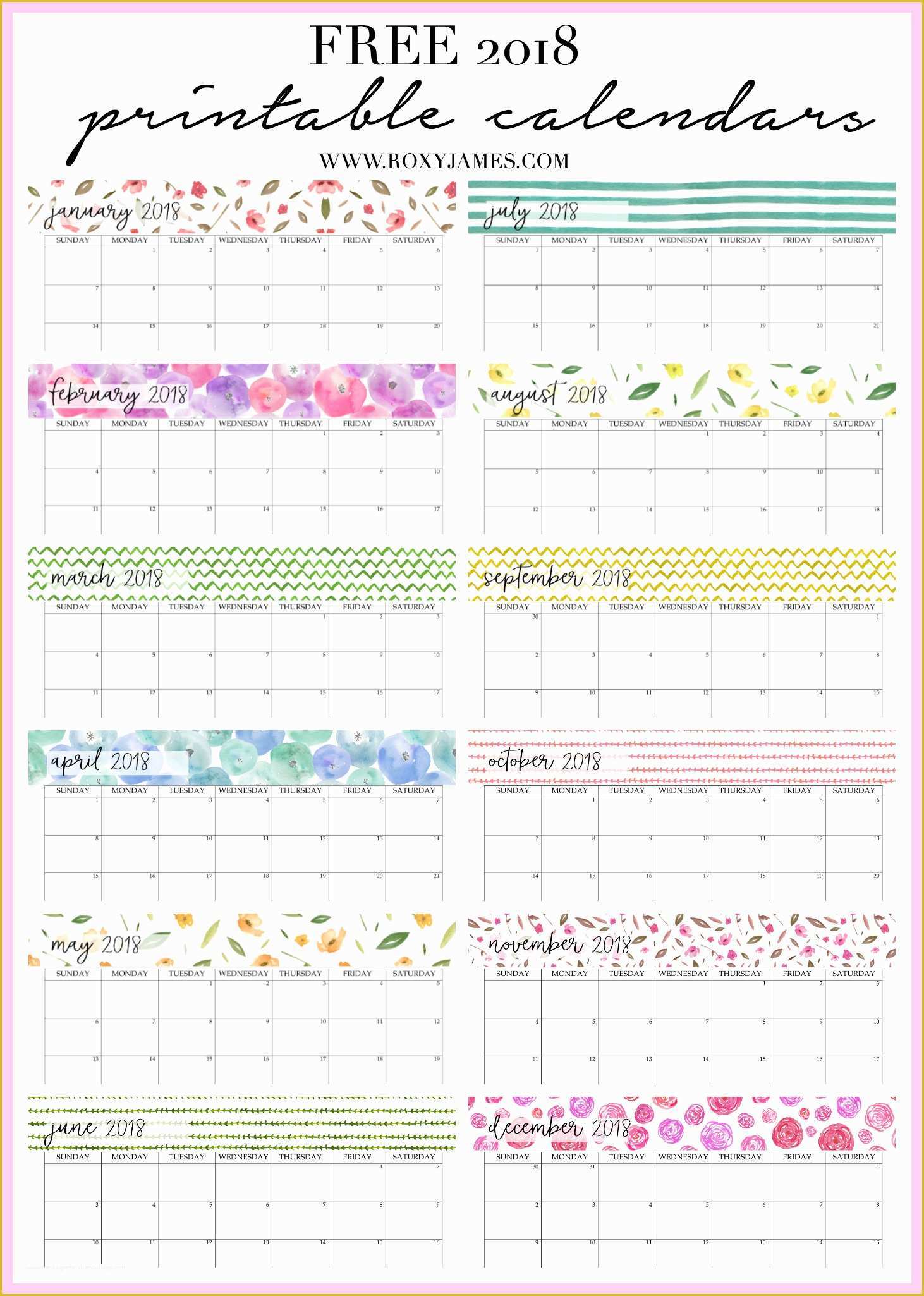 Calendar Template Free 2018 Of Free 2018 Printable Calendars