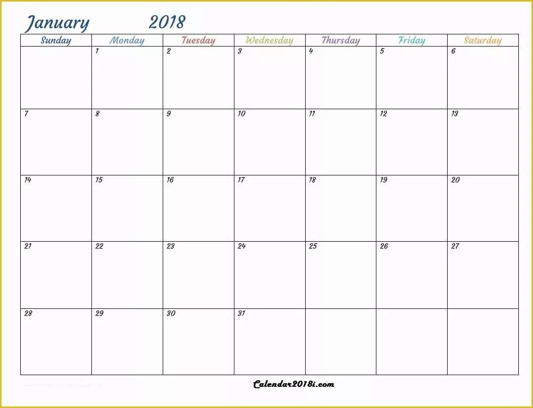 Calendar Template Free 2018 Of Free Printable 2018 Monthly Usa Calendar