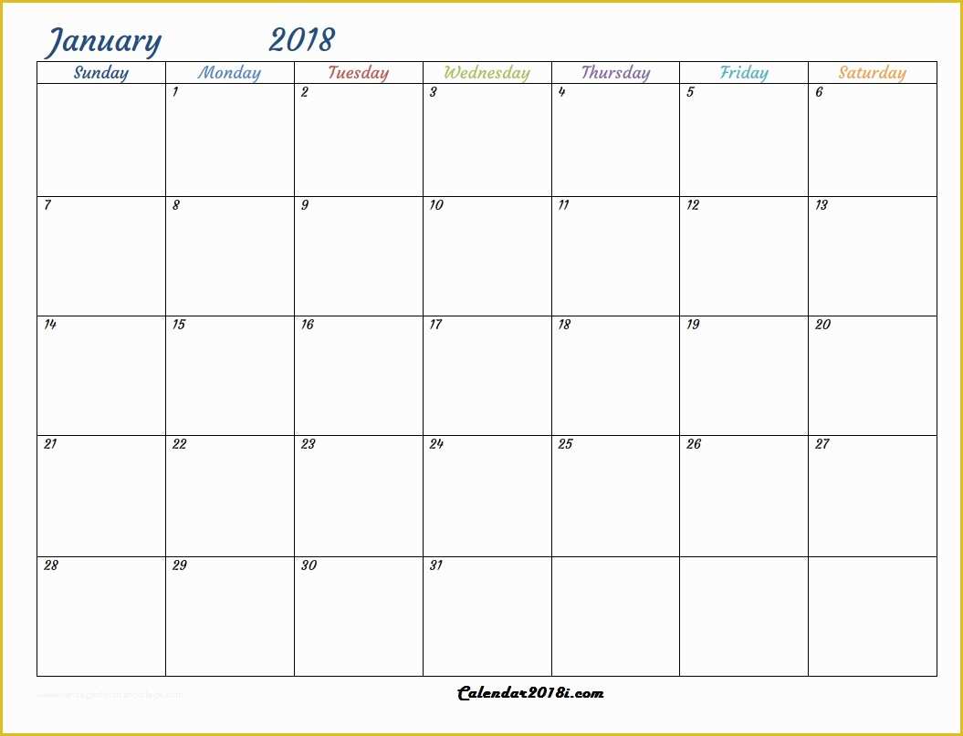 Calendar Template Free 2018 Of Free Printable 2018 Monthly Usa Calendar