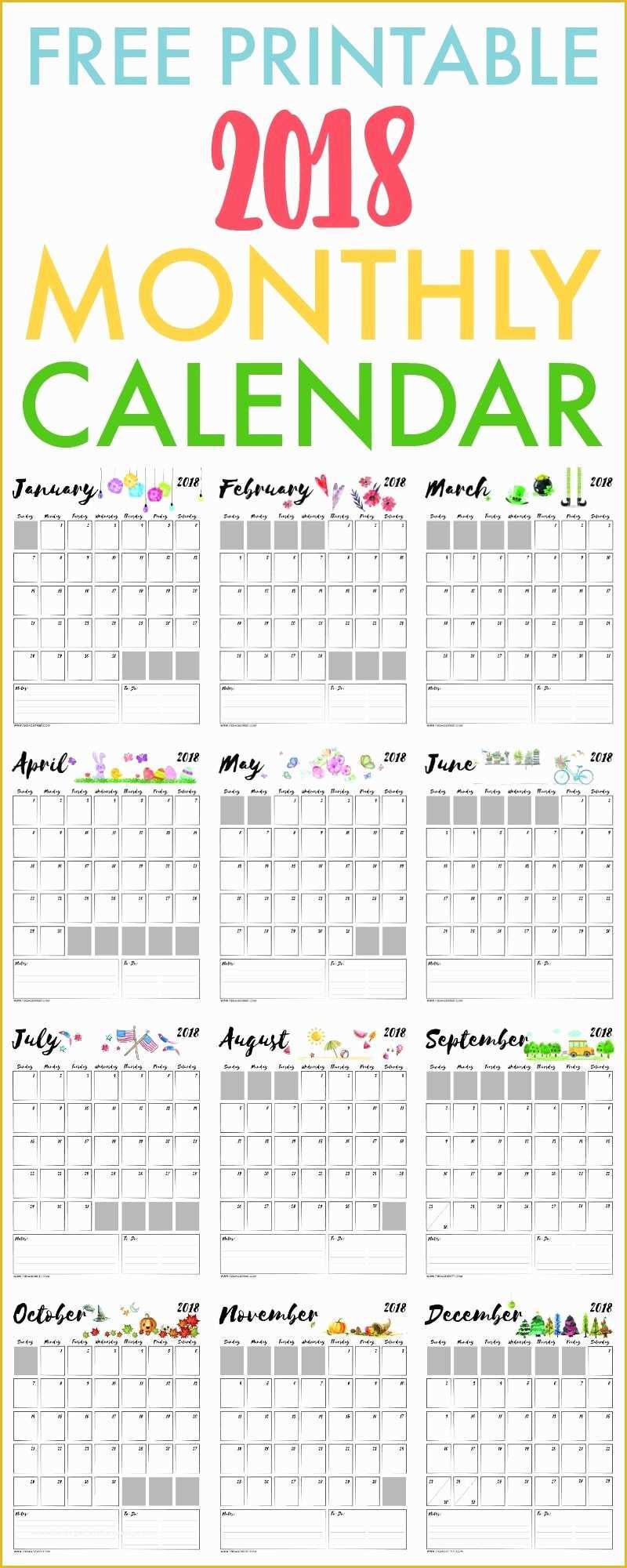 Calendar Template Free 2018 Of Free Printable Calendar 2018 Free Pdf Monthly Calendar
