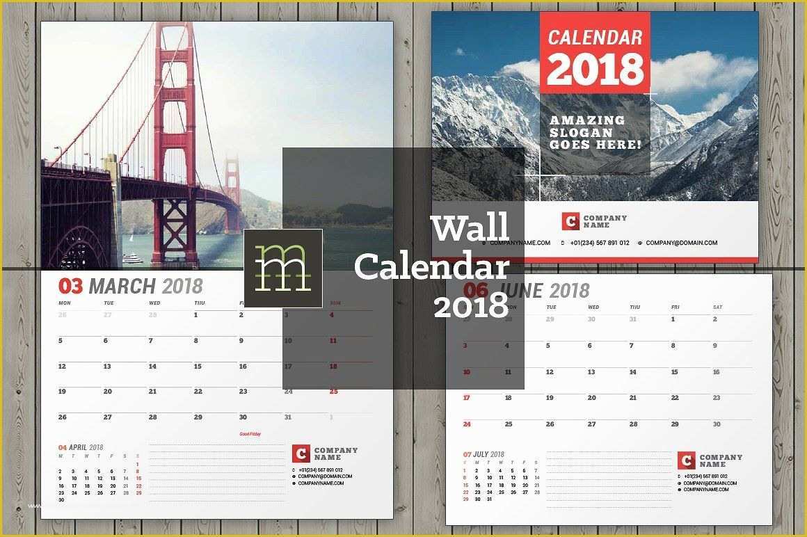 Calendar Template Indesign Free Of Wall Calendar for 2018 Year Fully Editable Layered