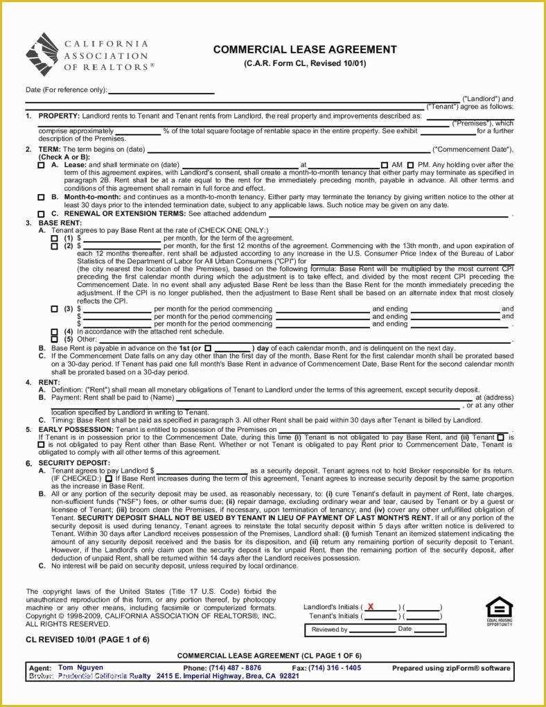 43 California Commercial Lease Agreement Template Free