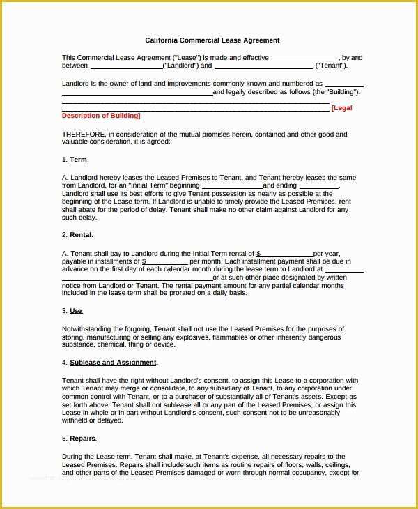 California Commercial Lease Agreement Template Free Of 8 Sample Mercial Lease Termination Agreements Word