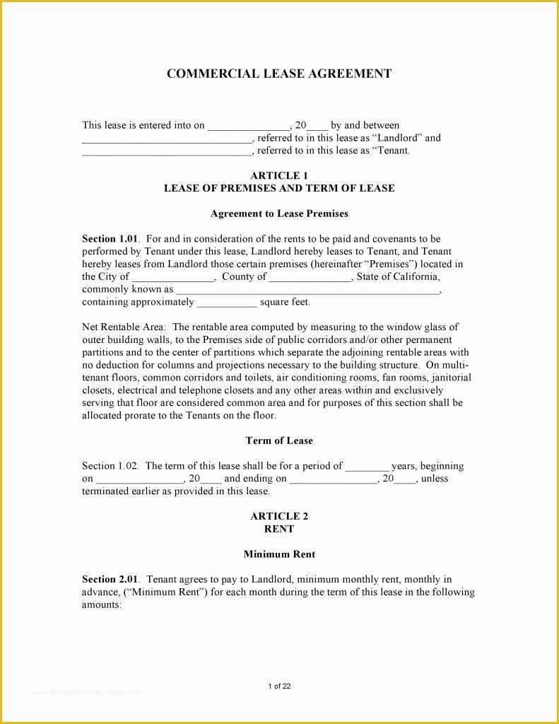 California Commercial Lease Agreement Template Free Of Free California Mercial Lease Agreement Pdf