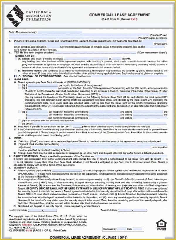 California Commercial Lease Agreement Template Free Of Free California Mercial Lease Agreement Pdf