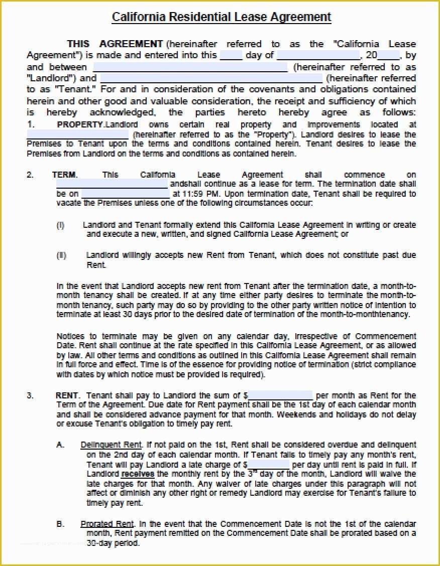 California Commercial Lease Agreement Template Free Of Free California Residential Lease Agreement Pdf