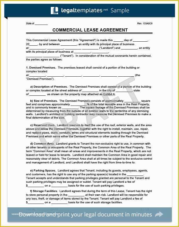 California Commercial Lease Agreement Template Free Of Mercial Lease Agreement