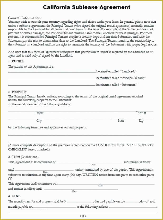 California Commercial Lease Agreement Template Free Of Sublease Agreement Template California Mercial Sublease