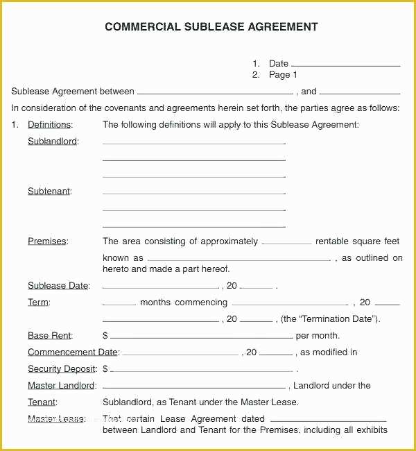 California Commercial Lease Agreement Template Free Of Sublease Agreement Template California Mercial Sublease