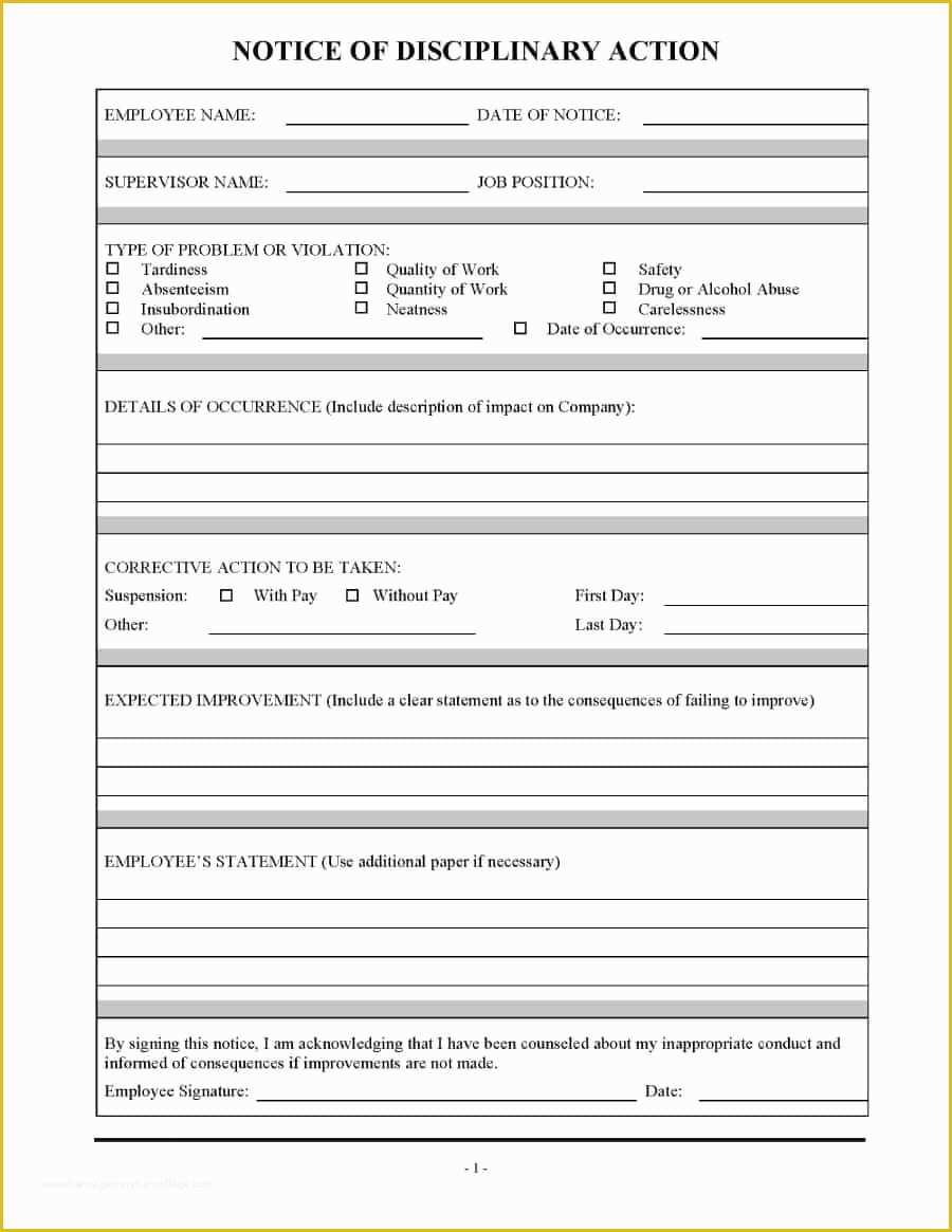 California Drug Free Workplace Policy Template Of 46 Effective Employee Write Up forms [ Disciplinary