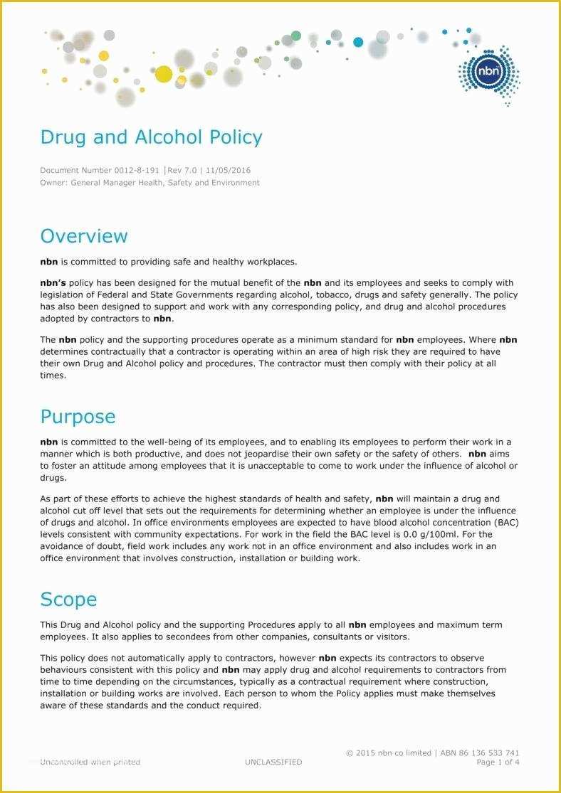 Drug Free Workplace Policy Template