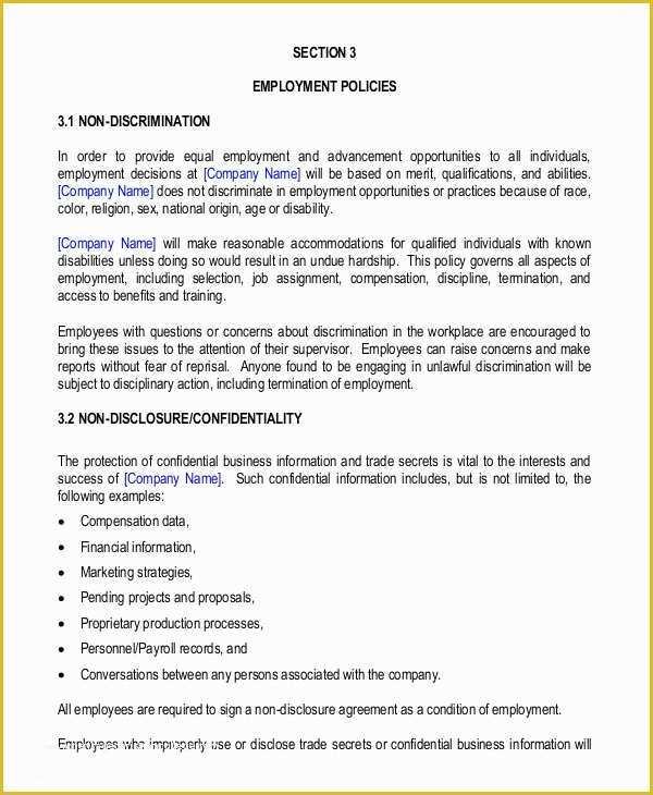 California Drug Free Workplace Policy Template Of Employment Handbook Template Free Templates Resume