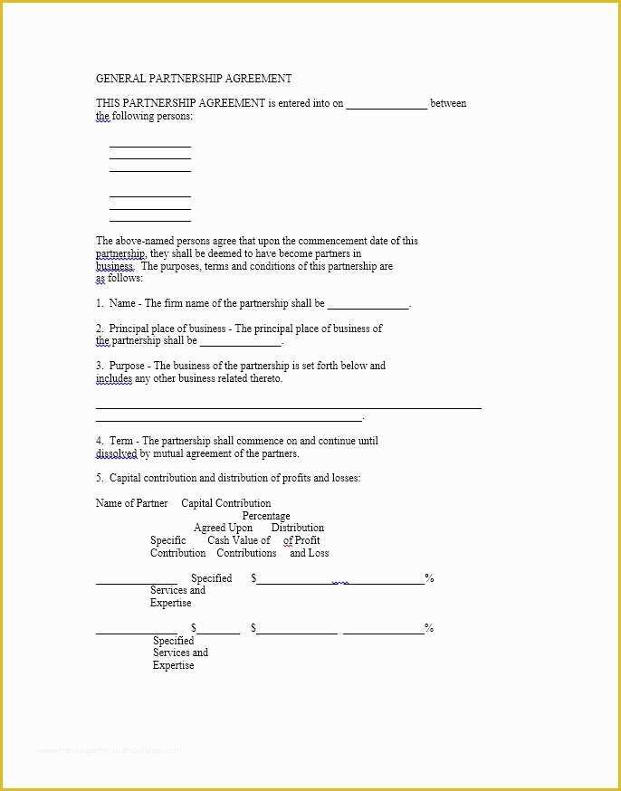 California General Partnership Agreement Template Free Of 40 Free Partnership Agreement Templates Business