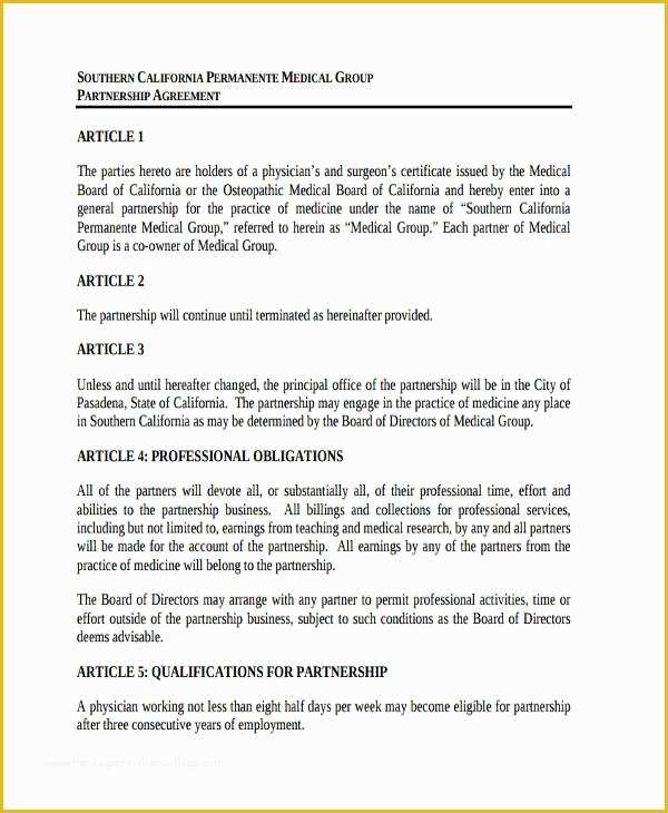 California General Partnership Agreement Template Free Of 49 Examples Of Partnership Agreements