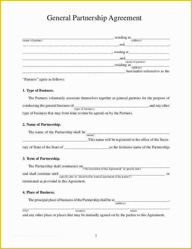 California General Partnership Agreement Template Free Of General Partnership Agreement