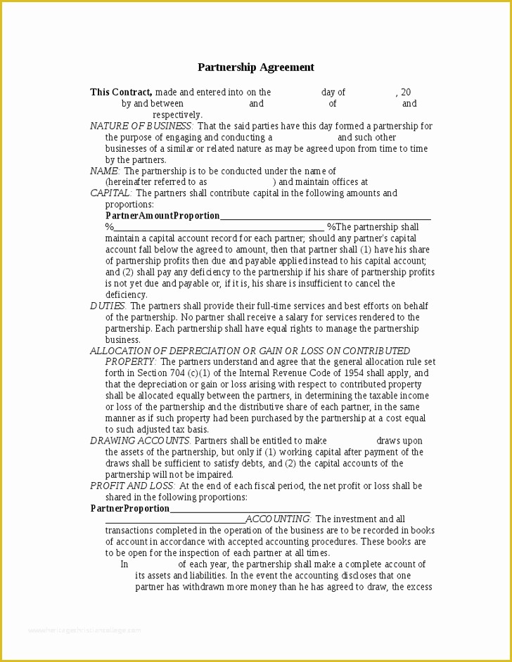 California General Partnership Agreement Template Free Of General Partnership Agreement