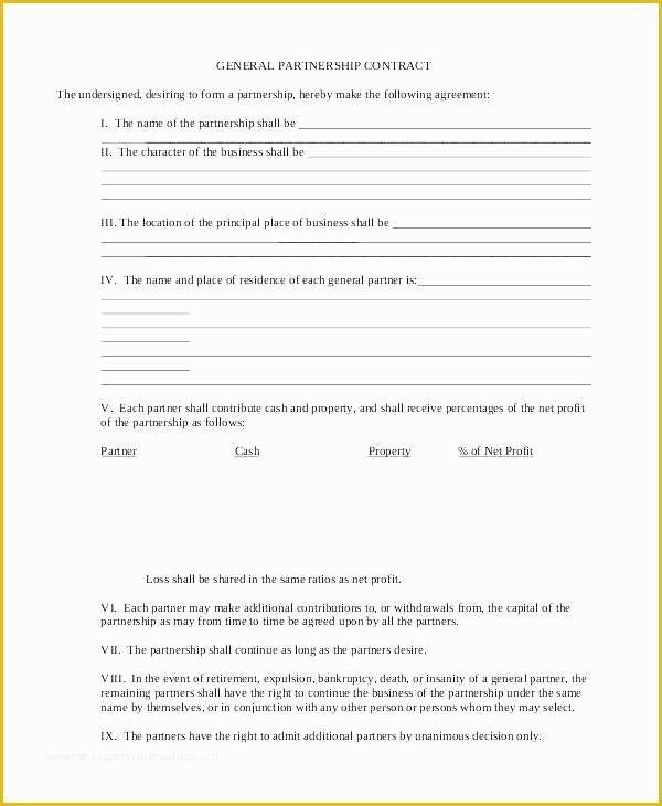 California General Partnership Agreement Template Free Of General Partnership Template General Partnership Agreement