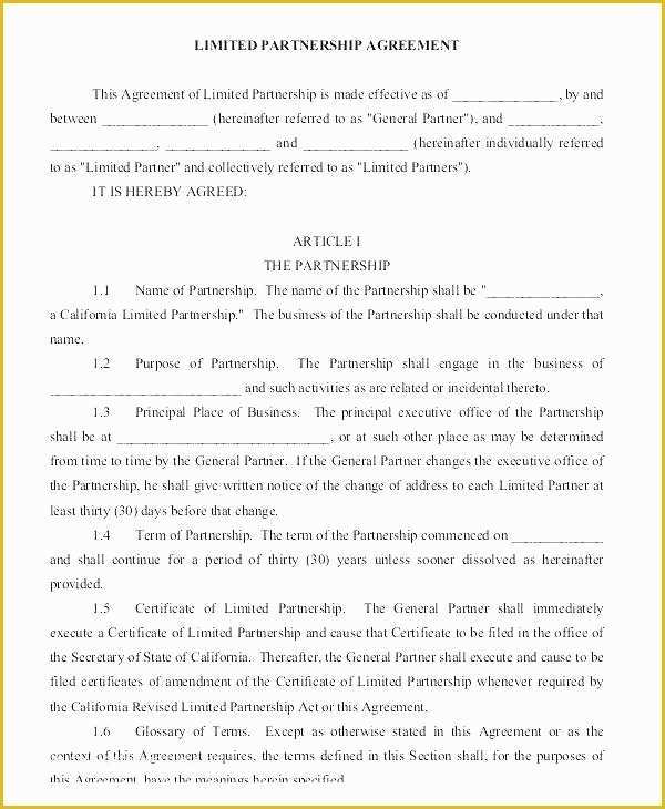 California General Partnership Agreement Template Free Of General Partnership Template General Partnership Agreement