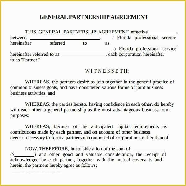 California General Partnership Agreement Template Free Of Printable Sample Partnership Agreement Sample form