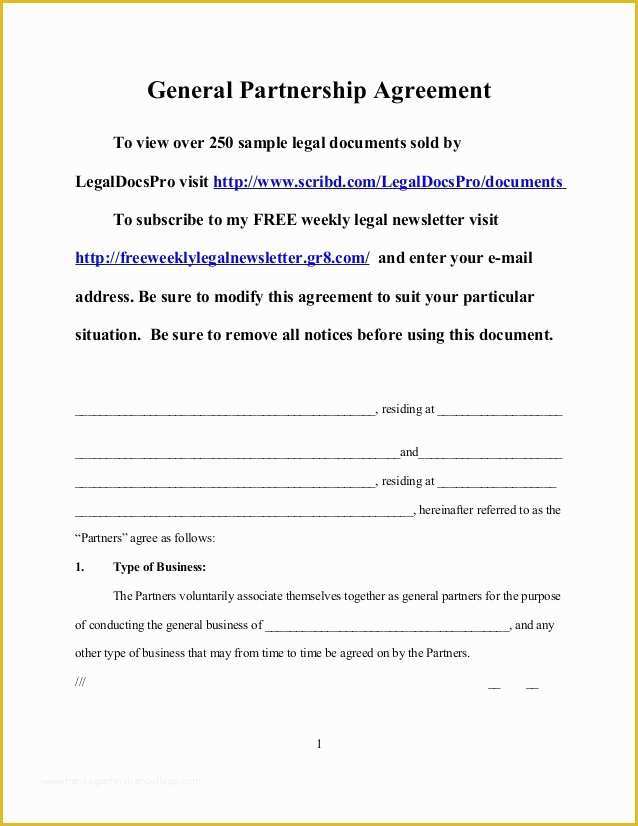 California General Partnership Agreement Template Free Of Sample General Partnership Agreement for California