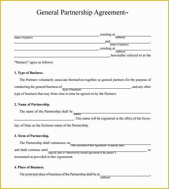 California General Partnership Agreement Template Free Of Small Business Partnership Agreement