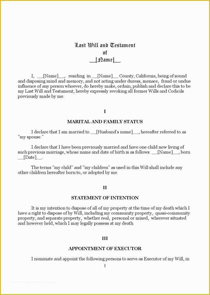 California Last Will and Testament Free Template Of Best 7 Arkansas Last Will and Testament Template form