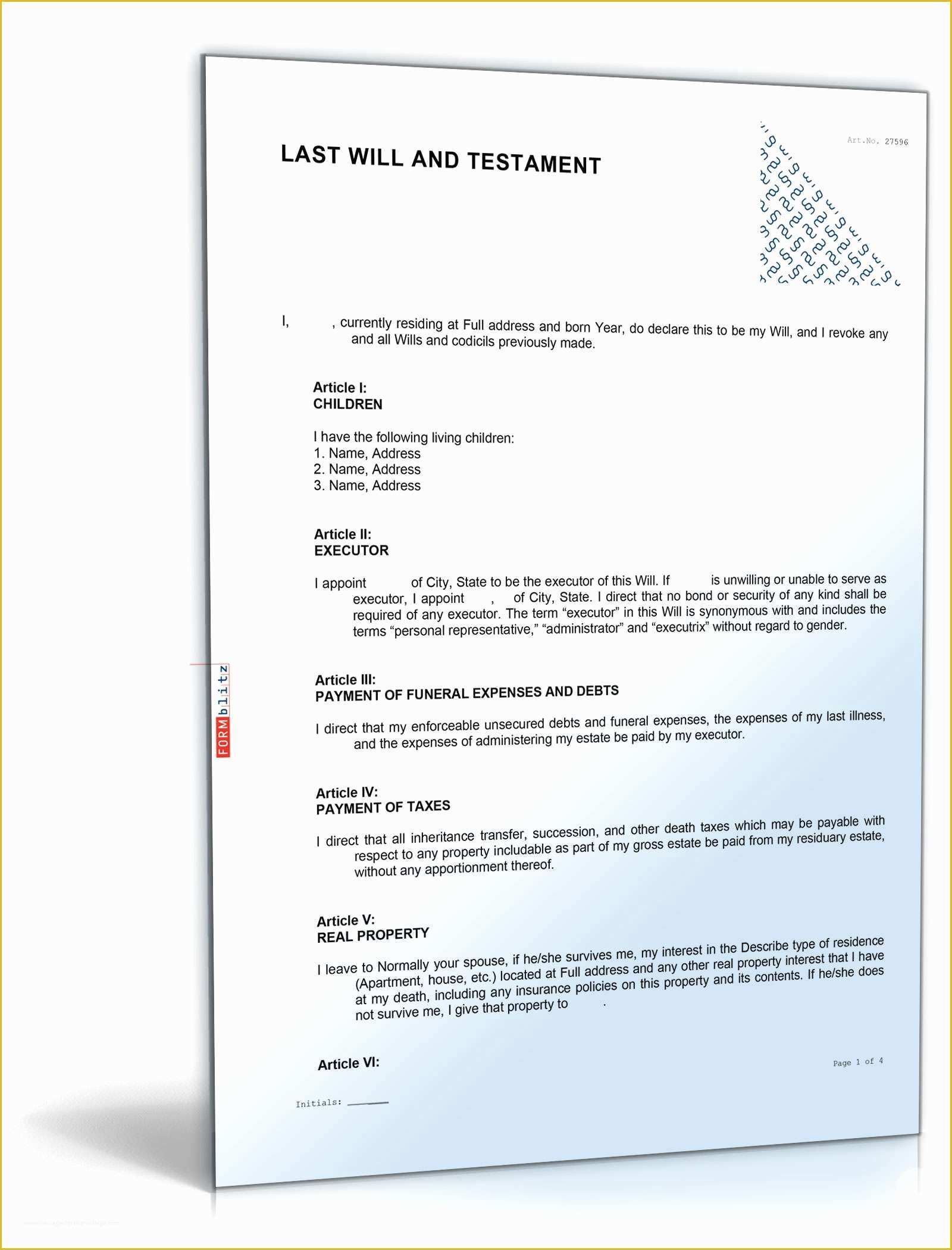 California Last Will and Testament Free Template Of California Last Will and Testament Sample Direct Download