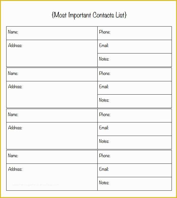 Call List Template Free Of 13 Contact List Templates Pdf Word